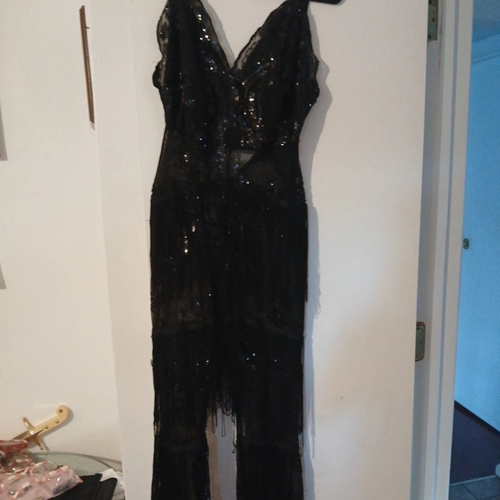 Elegant Black Sequin Jumpsuit